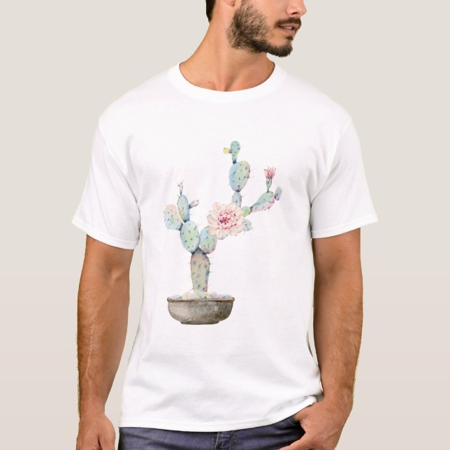 Cactus Torn Green Flower T-Shirt (Front)