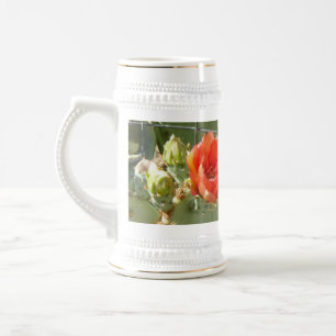 Cactus Tough and Beautiful white stein w gold trim
