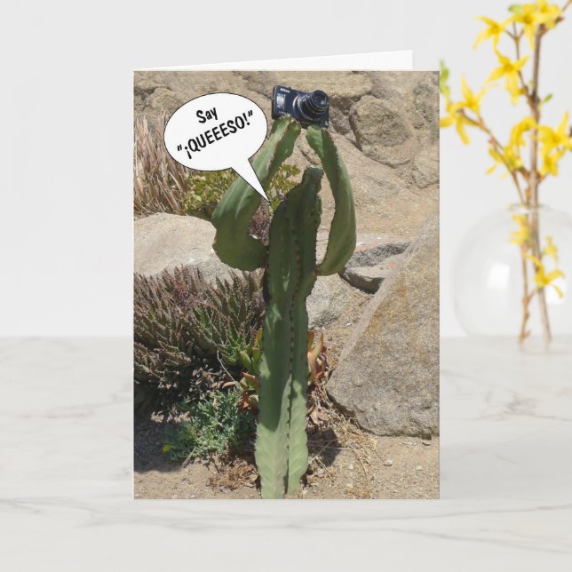 Cactus Tourist, Say QUEEESO - card (Yellow Flower)