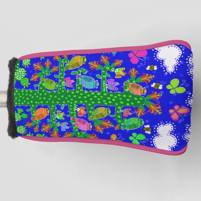 Cactus Tree of Life with Owls and Birds Golf Head  Cover (Front)