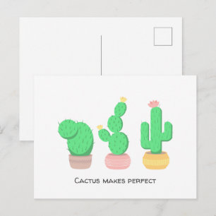 Cactus Trio Desert Modern Boho Custom Text Postcard