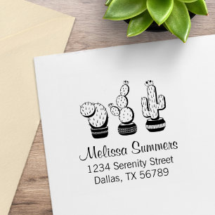 Cactus Trio Desert Modern Custom Return Address Rubber Stamp