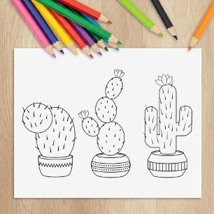 Cactus Trio for Kids and Crafts Colour-In Large Rubber Stamp