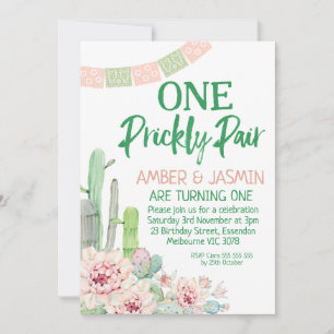 Cactus Twins One Prickly Pair Birthday Invitation