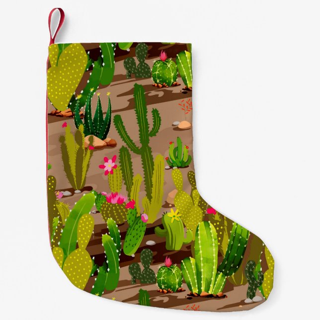 Cactus Variety 3 Small Christmas Stocking (Front)