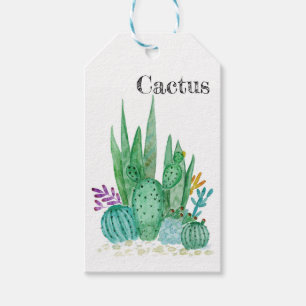 Cactus watercolor cacti flowers floral desert illu gift tags