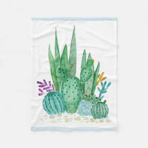 Cactus, watercolor fleece blanket