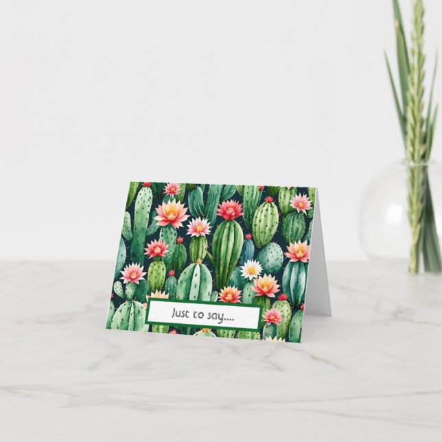 cactus watercolor Folded Thank You Card (Front)