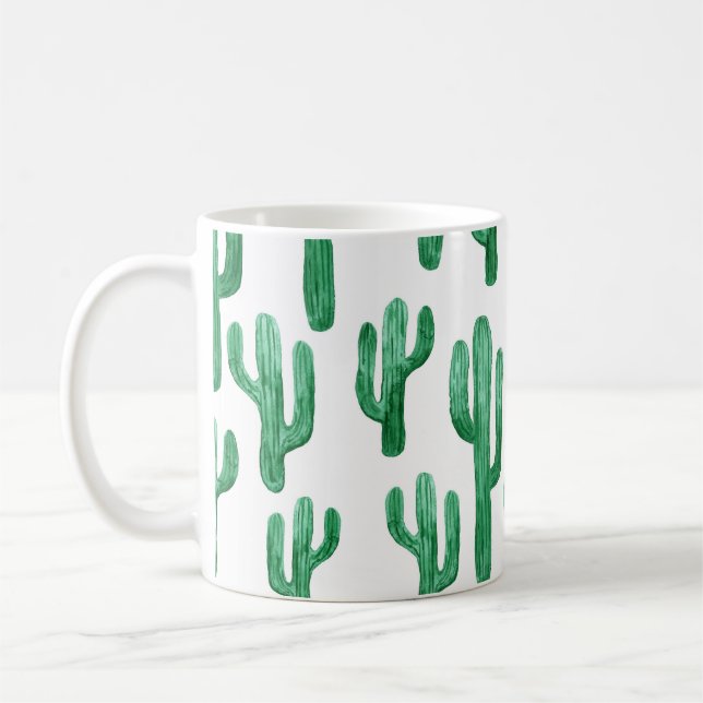 Cactus watercolor: hand-drawn illustration coffee mug (Left)
