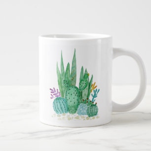 Cactus, watercolor large coffee mug