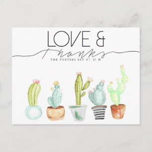 Cactus Watercolor   Love & Thanks Postcard