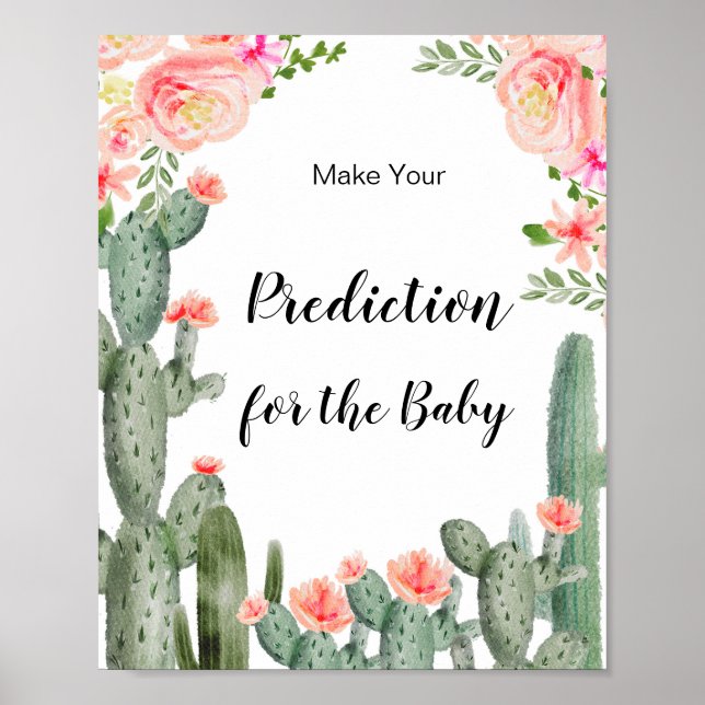 Cactus Watercolor predictions for baby Poster (Front)