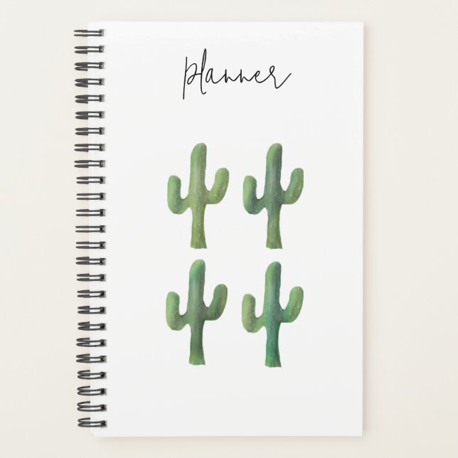 Cactus Watercolor Spiral Planner 5.5 x 8.5 (Front)