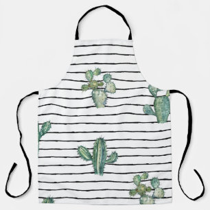 Cactus Watercolor: Vintage Pen Drawing. Apron