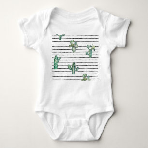 Cactus Watercolor: Vintage Pen Drawing. Baby Bodysuit