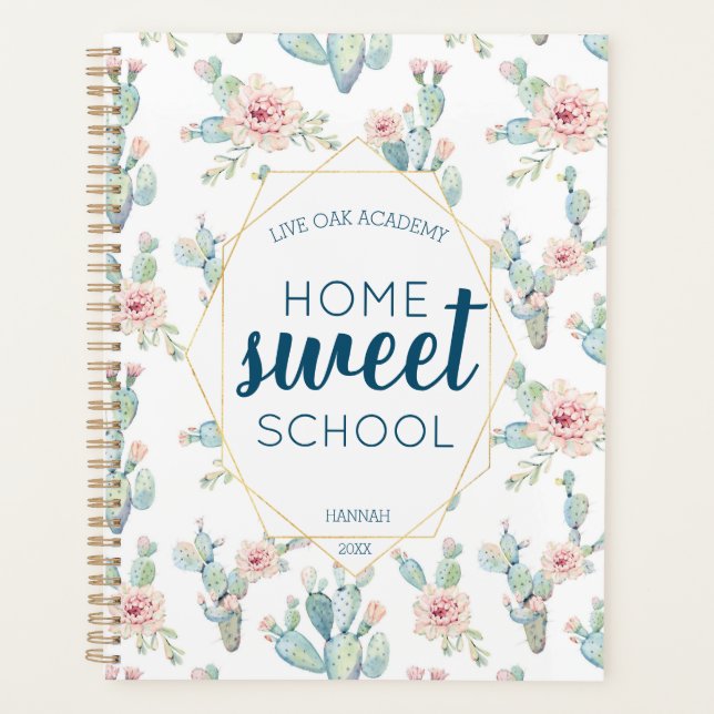Cactus Watercolors Homeschool Teacher Student Planner (Front)