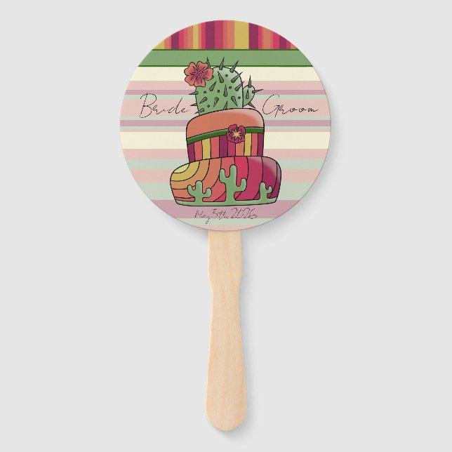 Cactus Wedding Cake Hand Fan (Front)