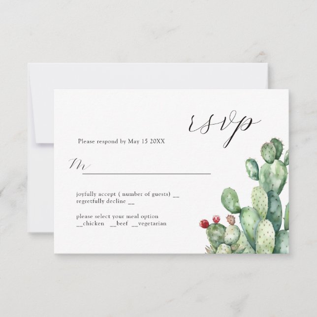 Cactus Wedding Design RSVP Card (Front)