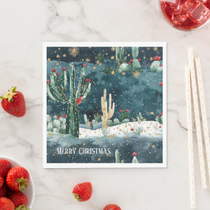 Cactus Western Cowboy Cowgirl Christmas Napkin