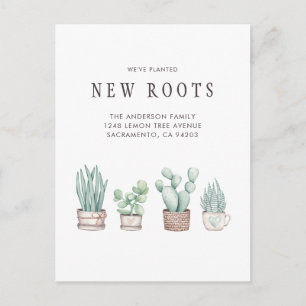Cactus We've Planted New Roots Moving Announcement Postcard