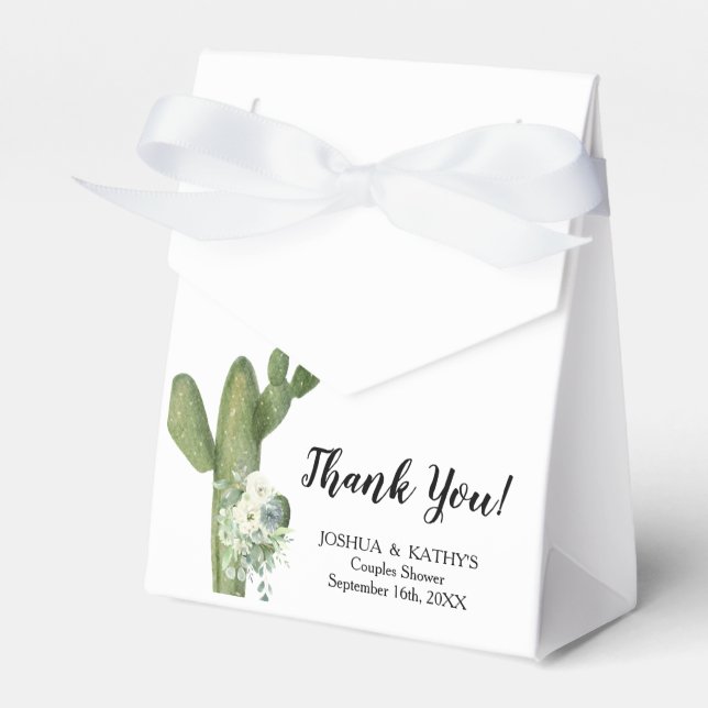 Cactus White Flowers Pampas Grass Party Favour Box (Front Side)