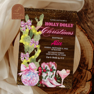 Cactus Wild West Pink Girl Christmas Party Invitation