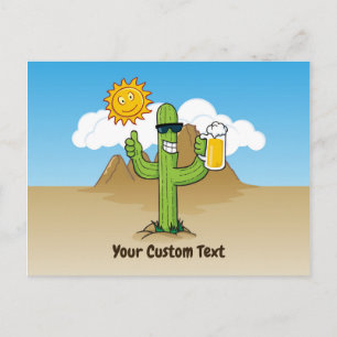 Cactus with Beer Horizontal Postcard