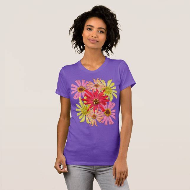 Cactus Zinnia Floral T-Shirt (Front Full)