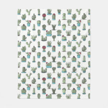 Cactuses and Succulents Plants Hand Drawn Pattern
