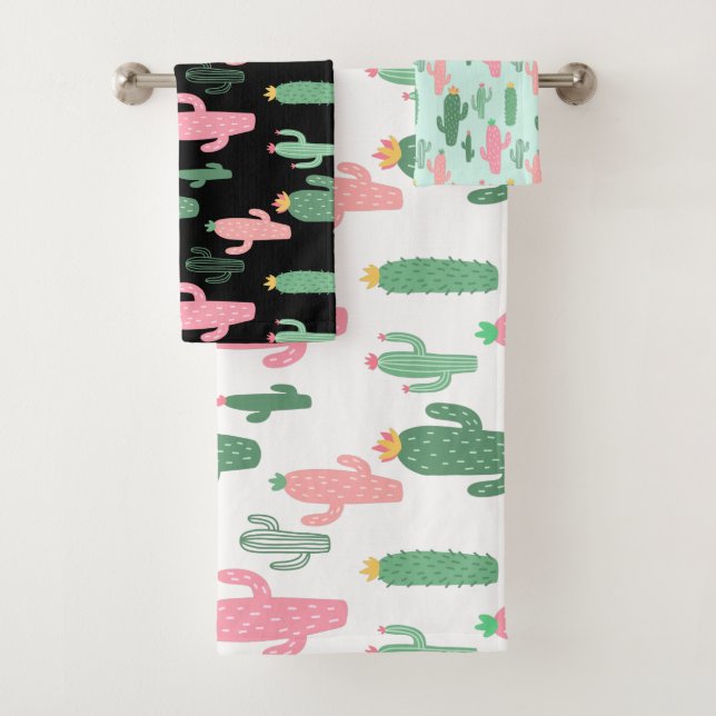 Cactuses pattern kids bath towel (Insitu)