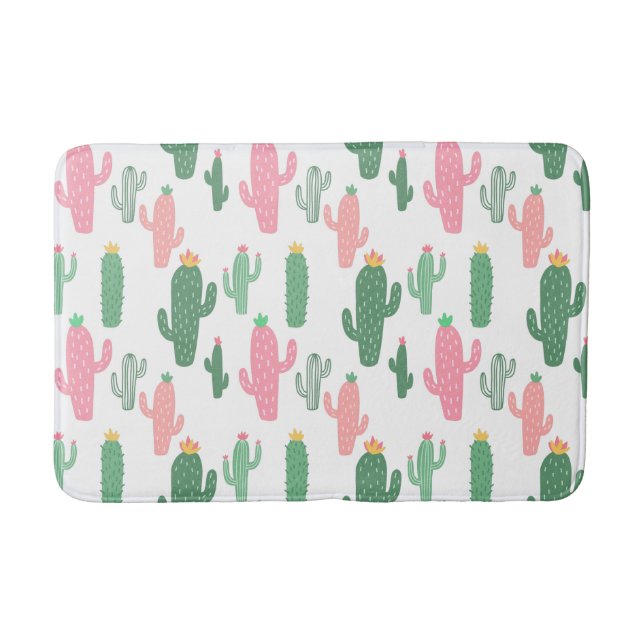 Cactuses pattern kids bathroom bath mat (Front)