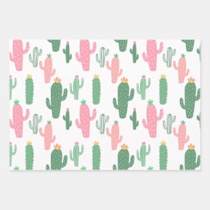 Cactuses pattern kids wrapping paper sheet