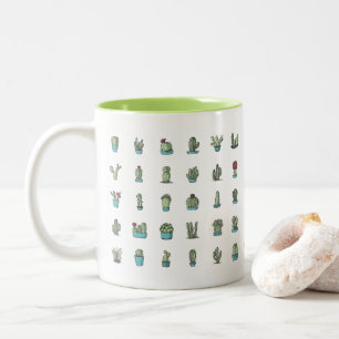 Cactuses Succulents Plants Hand Drawn Botanical Two-Tone Coffee Mug