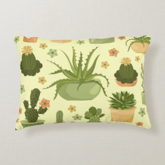 Cactuses, succulents: vintage houseplants pattern. decorative cushion