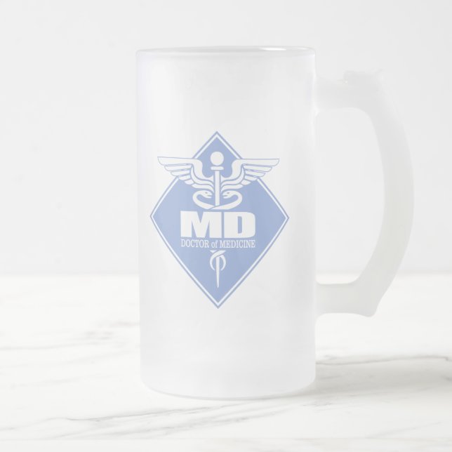 Cad MD (diamond) Frosted Glass Beer Mug (Right)