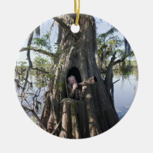 Caddo Lake, hunting blind Ceramic Tree Decoration