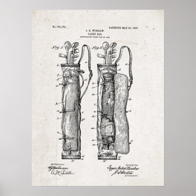 Caddy Bag Patent Print Poster (Front)