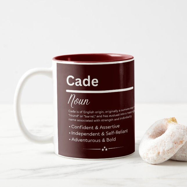 Cade Personalized Name Two-Tone Coffee Mug (With Donut)