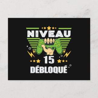 Cadeau 15 ans Anniversaire Gamer Niveau 15 Postcard