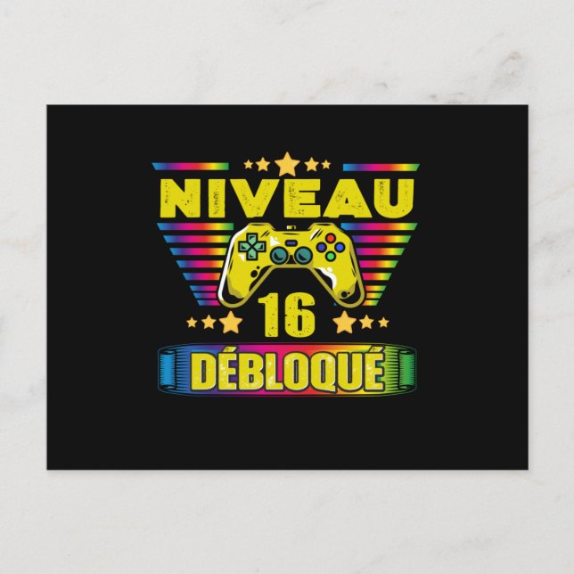 Cadeau 16 ans Anniversaire Gamer Niveau 16 Postcard (Front)