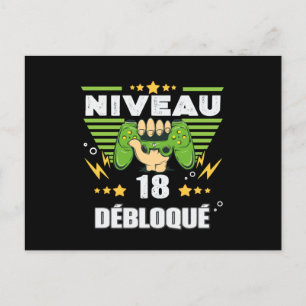 Cadeau 18 ans Anniversaire Gamer Niveau 18 Postcard