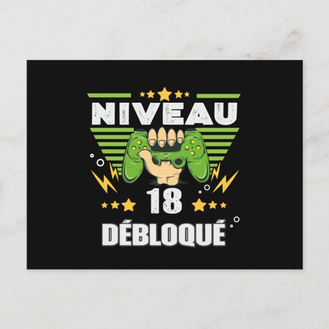 Cadeau 18 ans Anniversaire Gamer Niveau 18 Postcard (Front)