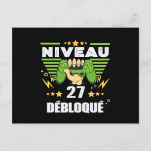 Cadeau 27 ans Anniversaire Gamer Niveau 27 Postcard