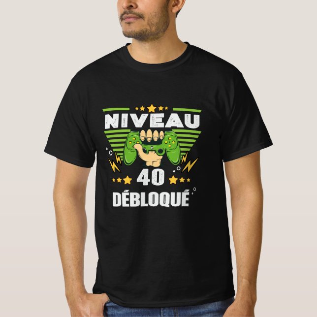 Cadeau 40 ans Anniversaire Gamer Niveau 40 T-Shirt (Front)