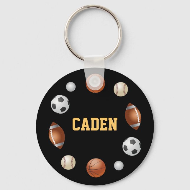 Caden World of Sports Key Chain - Black (Front)