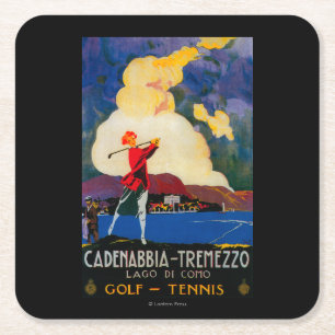 CadenabbiaTremezzo Vintage PosterEurope Square Paper Coaster