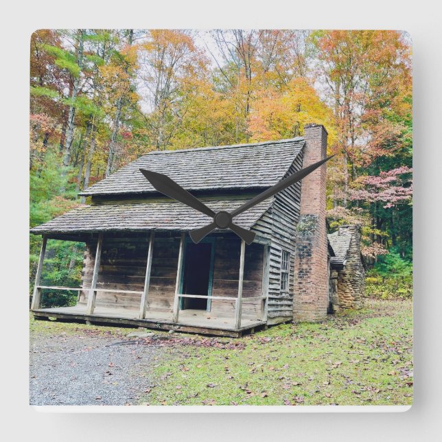 Cades Cove Fall Mountain Cabin Clock (Front)