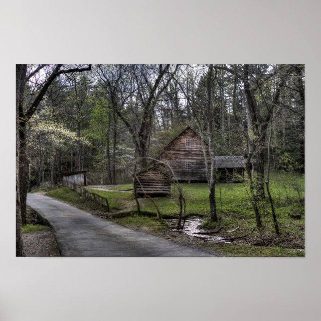 Cades Cove Rustic Cabin Landscape Poster (Front)
