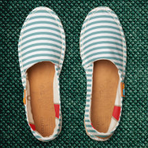 Cadet Blue and White Stripes Fashion Chic Slip On
