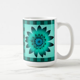 Cadet Blue Daisy Flower, Pattern Stripes - Mug